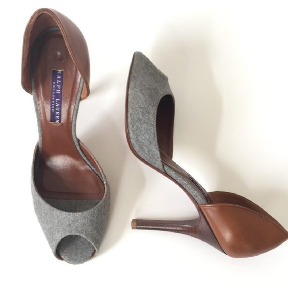 Ralph Lauren Purple Label brown leather gray heels - Picture 7 of 7